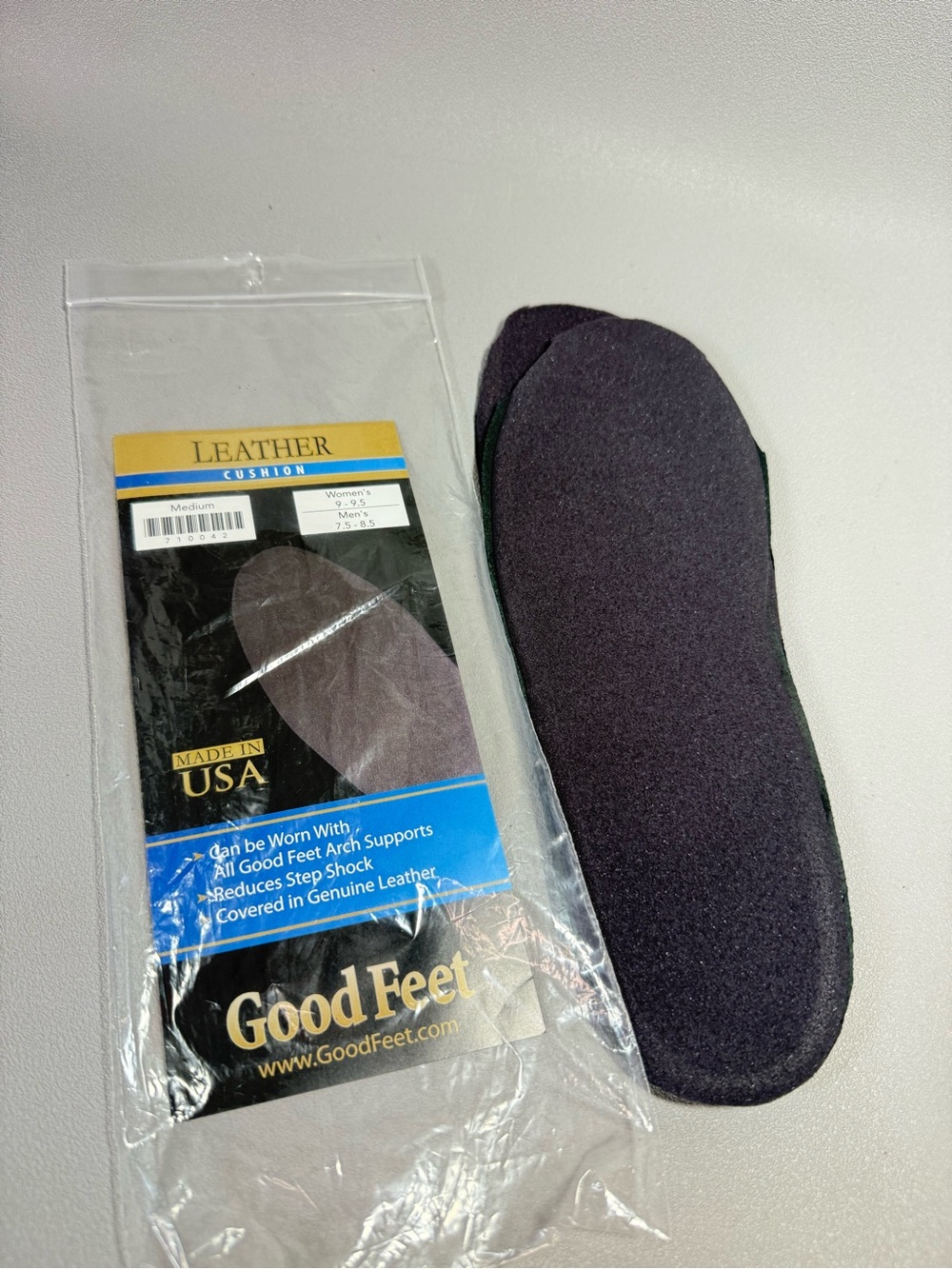 Good Feet Store Leather Cushion Insoles - Black (Men/Women)